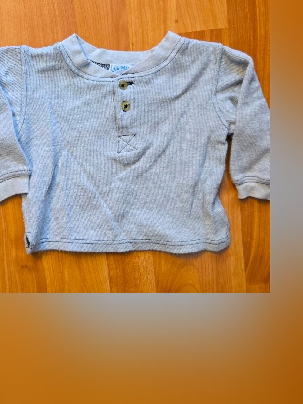 Vintage All Mine Collection Gray Cotton Long Sleeve Henley T-Shirt Infant 18M